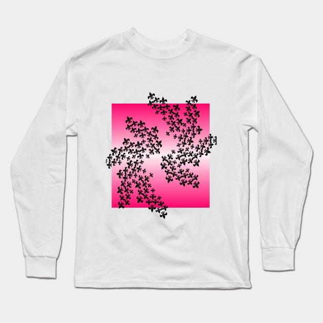 Fleur de Lis fractal (red) Long Sleeve T-Shirt by Crayle